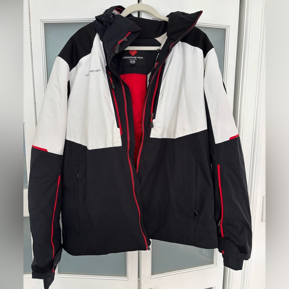 Obermeyer Men's Black and White Ski Jacket XL